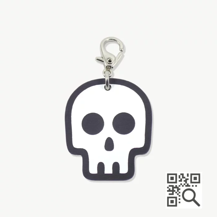tag de identificação pet com qr code - modelo skull - marca dog vibe