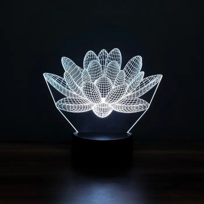 Luminária LED 3D Flor de Lótus - Imagem 1